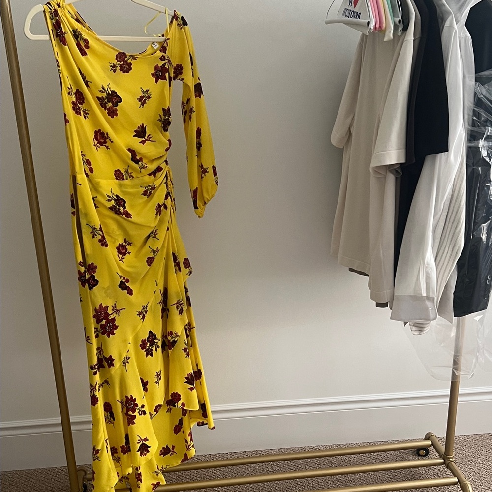 A.L.C. Yellow Floral Asymmetrical Dress